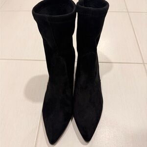 Black Stiletto Heeled Boots with Pointed Toe